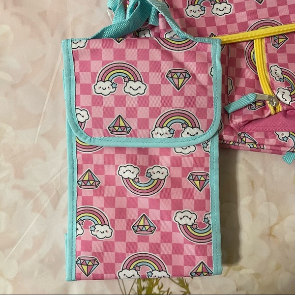 Cudlie Pink Rainbows Girls Backpack w/ Lunch bag & tablet case set - Picture 4 of 6